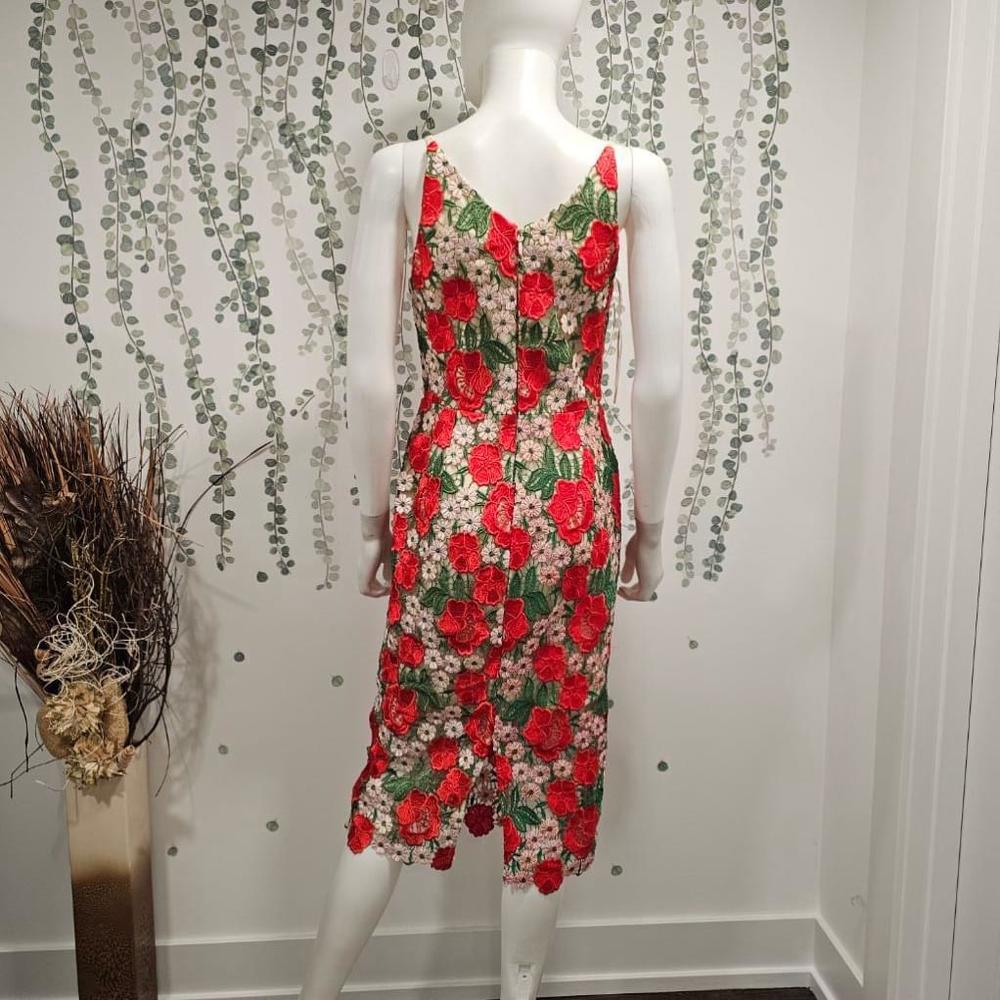 NWOT Women's Dress the Population Aurora Red Floral Embroidered Dress Size S - Picture 4 of 10